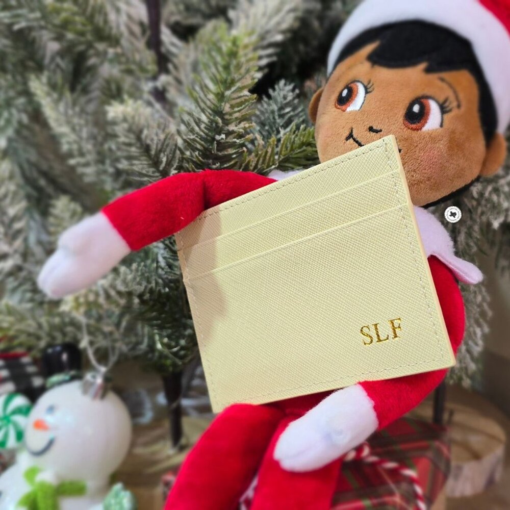 Monogram Beige Saffiano Leather Card Wallet | FREE Christmas Gift Wrapping